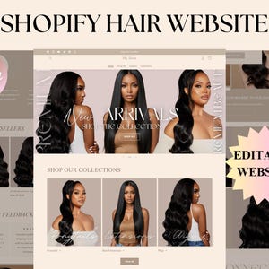 Hair Website Design, Hair Website Template, Shopify Hair Website, Hair Banners, Canva Hair Website, Luxury Hair Extensions Website