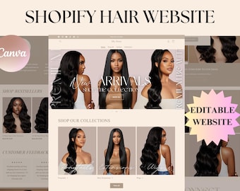 Shopify Hair Website Template: Editable Banners in Canva