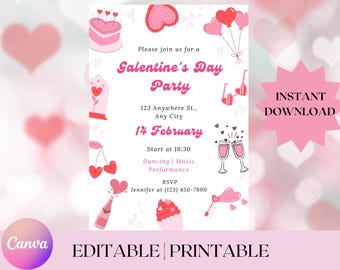 Galentine's Day Party Invitation: Cupid Coquette Design (Digital Download)