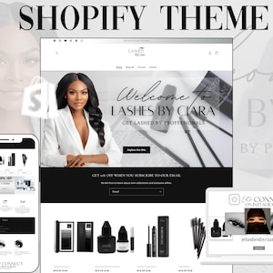 Shopify-themasjabloon voor wimperbedrijf, wimperwebsitesjabloon, Shopify-themaontwerp, Lash Tech-website, Shopify-thema