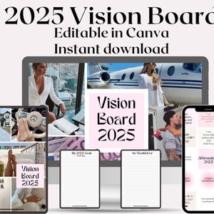 Vision Board kit , Vision Board printables, Vision Board Template, Customizable Dream Board, New Year Goals, Instant Download