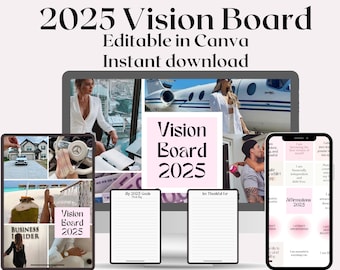 2025 Vision Board Kit: Customizable Dream Board Template (Instant Download)
