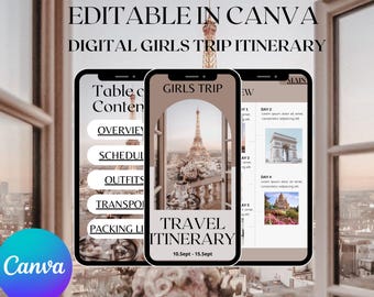 Girls Trip Itinerary Template: Simple, Classy, Editable (Digital Download)