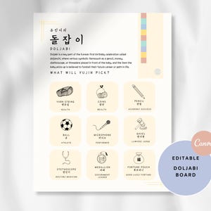 Korean Doljabi Board: First Birthday Party Invite (Digital Editable Template)