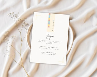 Korean Dohl Invitation, Korean first birthday, EDITABLE Template