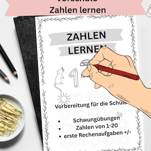 Zahlen lernen Arbeitsheft – PDF mit 37 Seiten | Schwungübungen, Zahlen 1–20, erste Rechenaufgaben | Vorschule & 1. Klasse Download