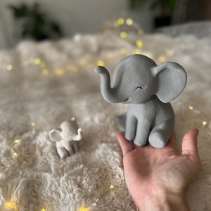 Minimalist Elephant Figurine: Modern Neutral Home Decor Ornament Gray