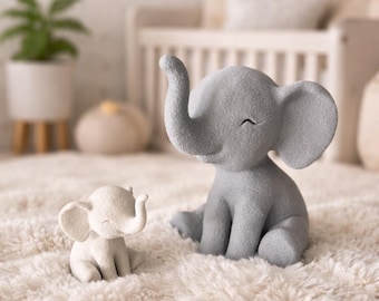 Minimalist Elephant Figurine: Modern Neutral Home Decor Ornament