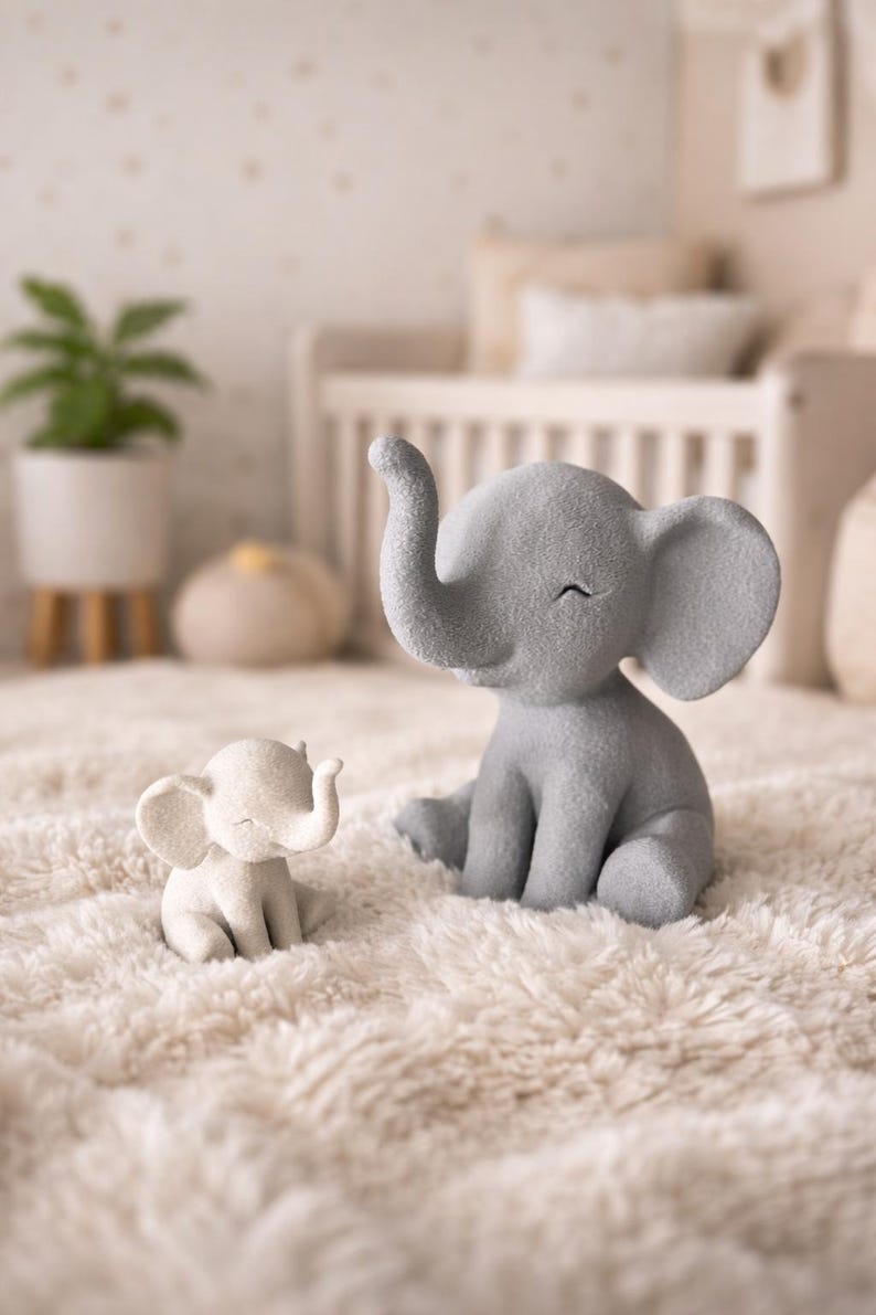 Minimalist Elephant Figurine: Modern Neutral Home Decor Ornament image 1