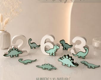 Dinosaur Birthday Table Decor | Custom Birthday Number | Party Decoration | Stegosaurus, T-Rex & Brontosaurus