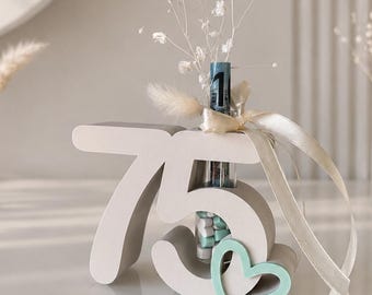 Custom Birthday Number Gift | Custom Age Decor | Money or Flower Holder with Glass Tube