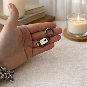 Small Rocket Ship Keychain: Aerospace Theme with Carabiner Clip