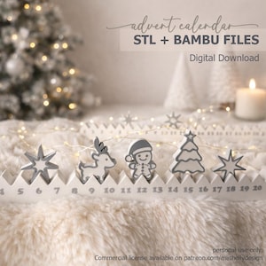3D Printable Advent Calendar STL | Christmas Countdown with various Christmassy top pieces (Digital Download)