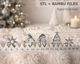 3D Printable Advent Calendar STL | Christmas Countdown with various Christmassy top pieces (Digital Download)