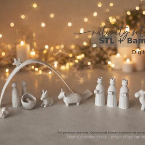 Belén navideño imprimible en 3D: Archivos STL minimalistas estilo clavija (Descarga digital)