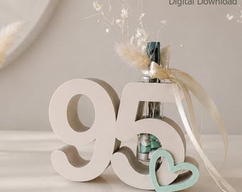 95th Birthday Gift | Money Holder & Vase | Bambu 3MF + STL | Birthday Number Decor | Digital Download