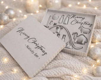 Caja de regalo navideña con archivos STL y bambú para el pesebre (se vende por separado) - Descarga digital