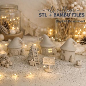 Christmas Elf Village – 3D Printable STL + Bambu Files (Digital Download)