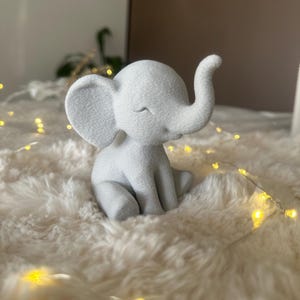 Minimalist Elephant Figurine: Modern Neutral Home Decor Ornament Light Grey