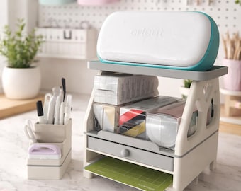 Custom Colour Cricut Joy Workstation with Organiser Drawer & Separate Tool Holder – Desk Storage