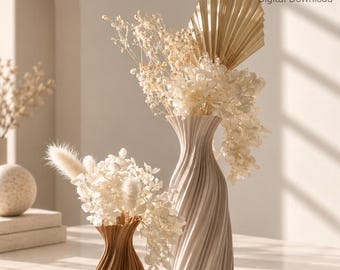 Twisted Vase STL + BAMBU 3mf Files | Modern 3D Print | Minimalist Home Decor | Digital Download