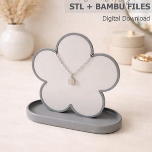 3D Printable Flower Necklace Display Stand: Jewelry Photo Prop (Digital Download STL and Bambu)