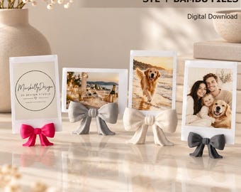 Bow Photo Holder STL | Polaroid & Instax Ribbon Photo Stand | 3D Print Files Digital Download
