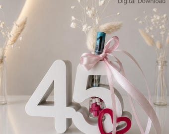 45th Birthday Gift | Money Holder & Vase | Bambu 3MF + STL | Birthday Number Decor | Digital Download