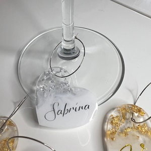 Remise en gros - Marque-places en résine faits main, enseignes, coeur, or argenté, anniversaire de mariage ou fêtes, jolie décoration de table, rond de serviette