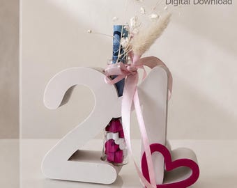21st Birthday Gift | Money Holder & Vase | Bambu 3MF + STL | Birthday Number Decor | Digital Download