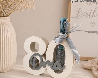 80 'Oma' Birthday Gift STL + Bambu 3MF | Money Holder & Flower Vase | Digital Download| Grandma
