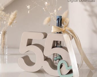 55th Birthday Gift | Money Holder & Vase | Bambu 3MF + STL | Birthday Number Decor | Digital Download