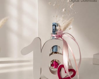 16th Birthday Gift | Money Holder & Vase | Bambu 3MF + STL | Birthday Number Decor | Digital Download
