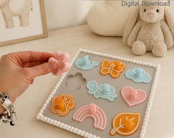 Shape Knob Sensory Puzzle | 3D Printed Inset Puzzle | Montessori | Bambu + STL Digital Download