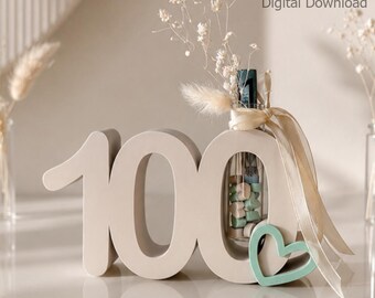 100th Birthday Gift | Money Holder & Vase | Bambu 3MF + STL | Birthday Number Decor | Digital Download