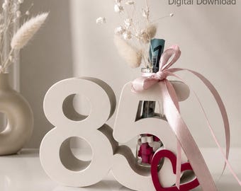 85th Birthday Gift | Money Holder & Vase | Bambu 3MF + STL | Birthday Number Decor | Digital Download