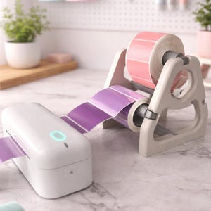 Portaetiquetas térmico triple: soporte de alimentación para impresora térmica de 3 rollos