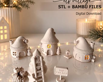 Elf Christmas Village STL & Bambu 3MF Files | 3D Print | Digital Download