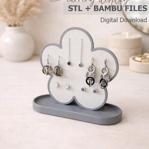 Flower Earring Stand - 3D Printer STL & Bambu Lab Files (Digital Download)