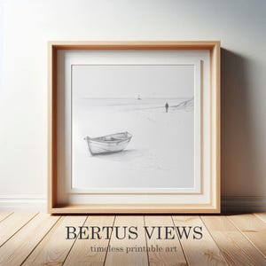 Pencil Drawing of a Serene Beach Scene
