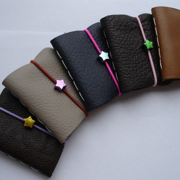 Reserved for sbgiles - SALE - Small Leather Notebook Journals w/ Star Beads - 3 x journals