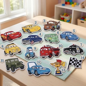 Racing Car Embroidered Iron On Patch, Cartoon Comic Patch, Patch For Jackets, Hats, Bags, Lightning Car Gift For Him, Magical Land Trip Gift