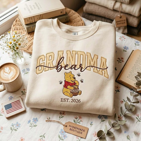 Embroidered Grandma Bear Sweatshirt,  Grandma Sweatshirt, Bear Shirt, Family Matching Shirt, Mothers Day Shirt, Mama Cartoon Tee