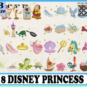 Magic Kingdom Embroidery Bundle Design, Princess Family Embroidery Design, Princess Icon Embroidery Design, Girl Trip, Instant Download
