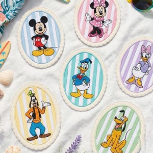 Embroidered Cartoon Mouse And  Patches, Pastel Cute Character Patch, Magical Land Iron-On Patches For Bag, Hat, Shirt, Park Trip Gifts
