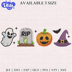 Kids Halloween Embroidery Design, Cute Spooky Season Stitch File for Fall Projects, Instant Download