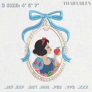 Magic Kingdom Embroidery Design, Vintage Princess Mirror Embroidery, Princess Cartoon Embroidery File, Princess Coquette Bow Embroidery