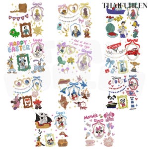 10+ Bundle Cartoon Embroidery, Cartoon Coquette Embroidery Bundle, Cartoon Coquette Mirror Embroidery Bundle, Instant Download