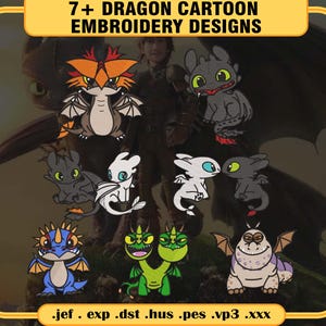 Traning Dragon Cartoon Bundle, Embroidery Designs Dragon Cartoon, Machine Embroidery Designs Bundle, Instant Download