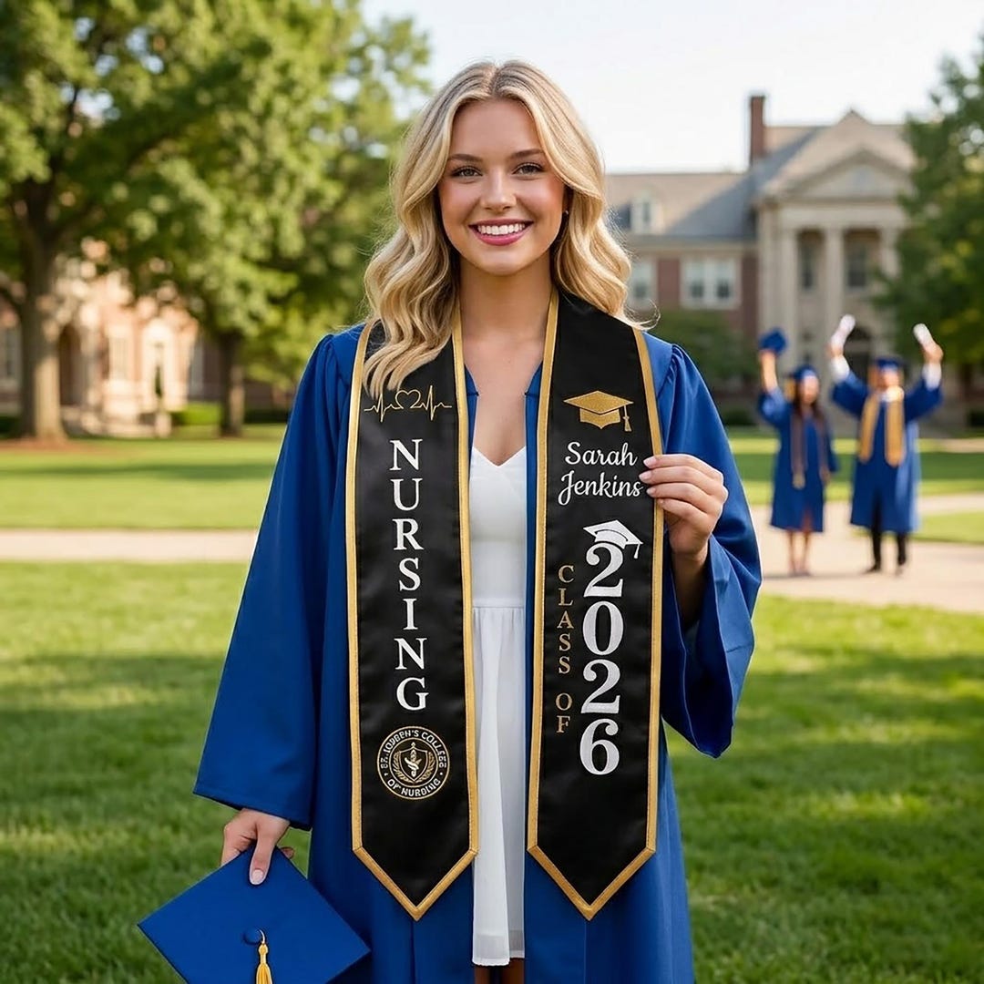 Embroidered Custom Nursing Graduation Stole, Personalized College Major ...